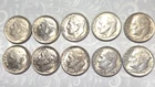 Lot of 10 U.S. 1964 Roosevelt Dimes 90% Silver Coin Lot