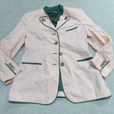 Habsburg Womens Blazer 10 Pink 4 Button Wool Silk Linen Blend