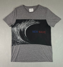 AllSaints Tides Slouch Crew T Shirt Mens Medium Grey Wave Graphic Tee Portugal
