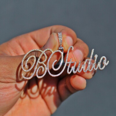 Customized Letter Name 1.5CT Natural Moissanite Men's Pendant Yellow Gold Plated
