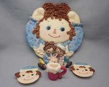 5-Piece Popular Imports Raggedy Ann and Andy Tea Set Figurine Cup Saucers Plate