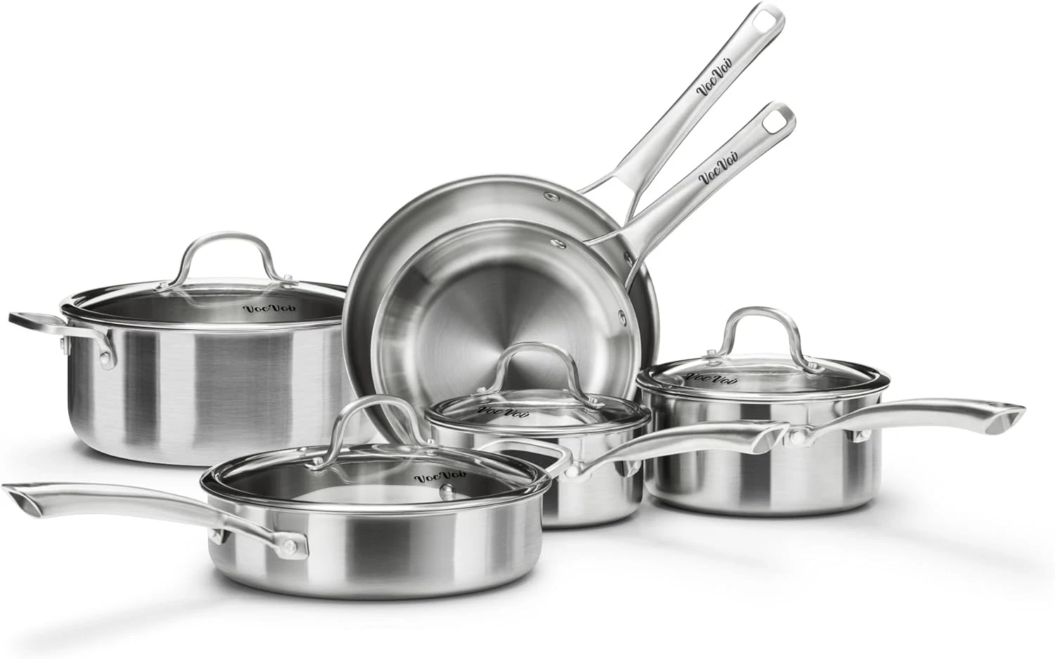 10-Piece Stainless Steel Cookware Set, Induction Compatible & PFOA Free