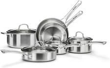 Stainless Steel Cookware Set,Tir-Ply Pots and Pans Set,10 Pcs Stainless Steel In