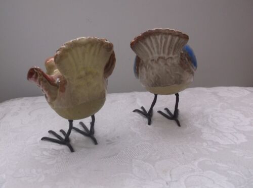 Two Bird Figurines Standing on Metal Legs 5 inches tall - Picture 3 of 5