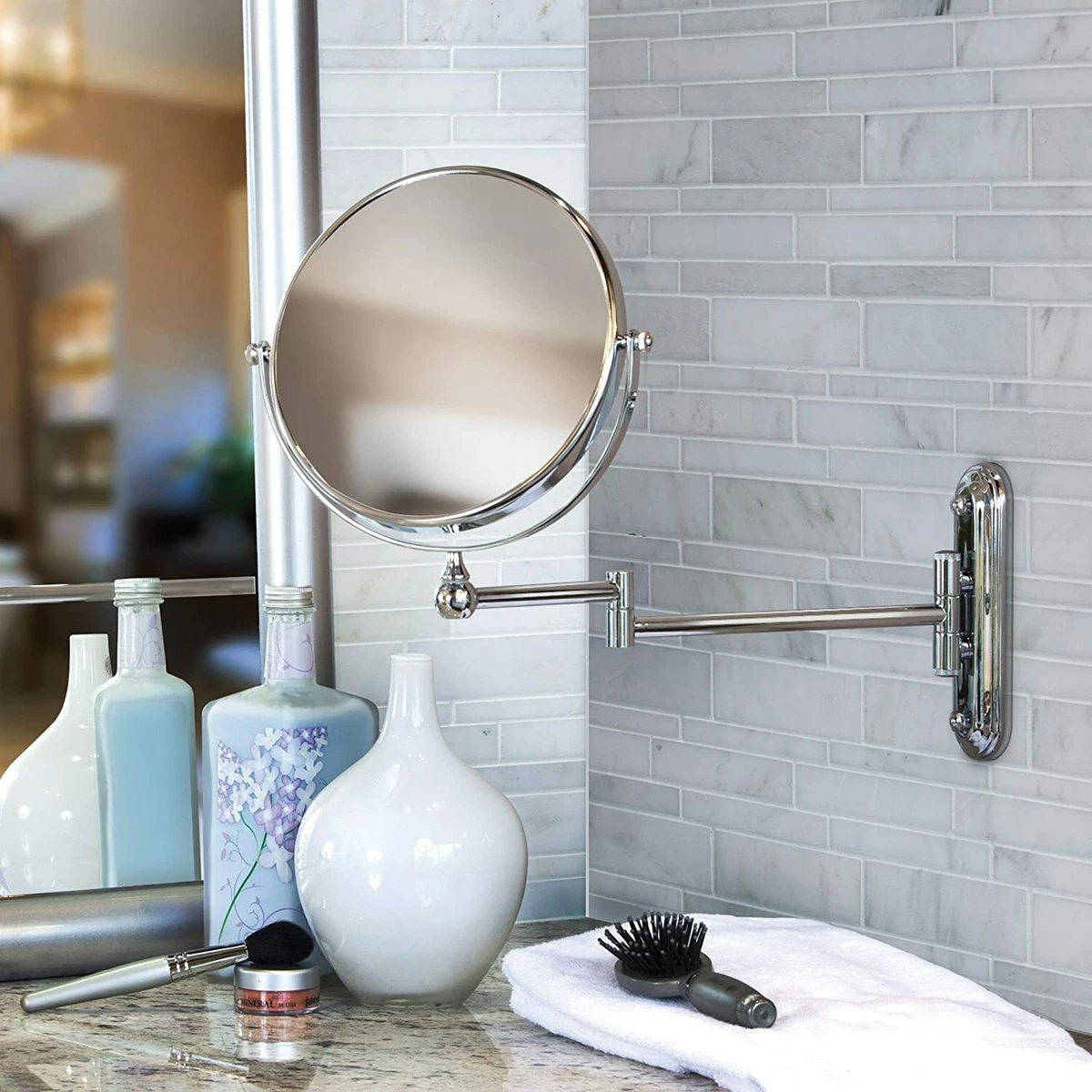 Better Living - 8'' Diameter Valet Wall Mount Magnified Swivel Mirror [Chrome]