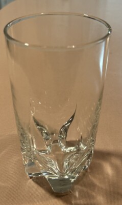 Orrefors Crystal EXCESS Flat Tumbler 15 oz Indented Pinched Base 6  Vtg Swedish