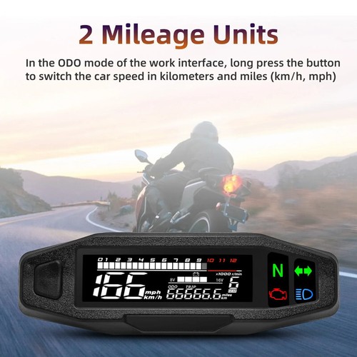 Motorcycle Mini Meter Speedometer LCD Digital Odomete Digital Dashboard Gauge - Picture 9 of 11