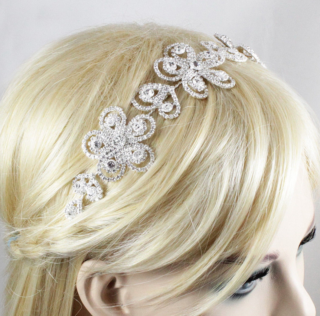 Daisy Crystal Rhinestone Bridal Hair Headband Headpiece  display picture 1