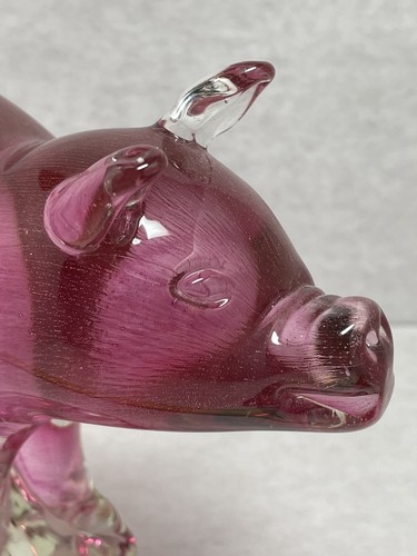 Pink Pig Piggy Paperweight Dynasty Gallery 5"x8" Large Glass Figurine Gift - Picture 10 of 20