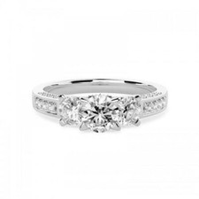 1.15Ct White Round CZ 3 Stone Engagement Wedding Ring 925 Sterling Silver