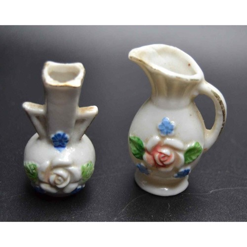 2 Ceramic Mini Vase Toothpick Holders - Possibly Hand Painted - Made in Japan