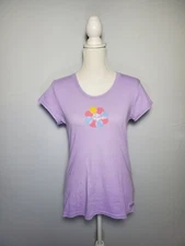 Life Is Good Lilac Purple Short Sleeve T-Shirt Circles Logo Women's Size Medium.