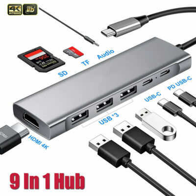 Hub USB-C 9 In 1 Con HDMI 4K, PD 100W, Porte USB E SD/TF - Per MacBook, HP, Dell E Altri - Foto 3