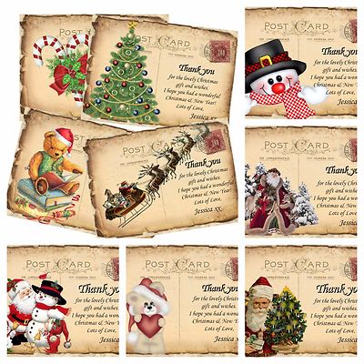 4 zerfetzte Postkarten personalisiert Weihnachten Dankeskarten & Umschläge