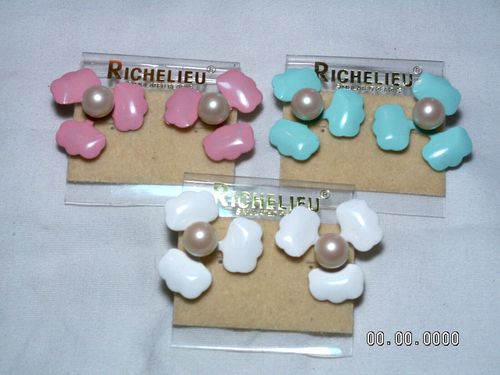 Trois (3) Paire Vintage Richelieu Faux Perles, Émail Fleur Percé Boucles - Photo 1 sur 8
