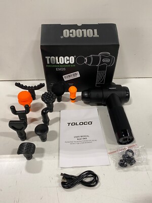 Toloco EM26 Black Portable Deep Tissue Handheld Percussion Massage Gun