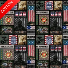 United States Marine Corps Cotton Fabric - 44" Wide - Sold by The Yard & Bolt