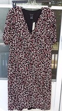 ANN TAYLOR Burgundy/CREAM /BLACK ABSTRACT PRINT CAREER CASUAL DRESS SIZE: L NWT 