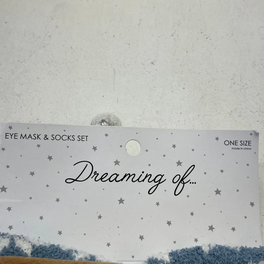 Dreaming Of Blue & Brown Rabbit Eye Mask & Fuzzy Socks Girls One Size NEW - Image 4 of 4