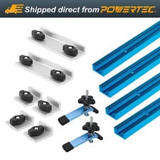 POWERTEC 71780 24" Double-Cut Profile T Track Kit with Stops & Hold Down Clamps