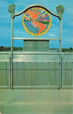 Postcard Pan-American Marker Boundary Ln U.S. Mexico Laredo TX Symbol Good Will