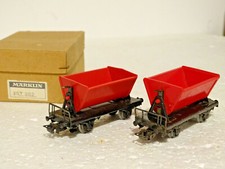 MARKLIN ( 362 ) COFFRET ANCIEN DE 2 WAGONS A BENNE BASCULANTE A ESSIEUX  HO