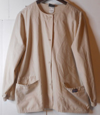 Cherokee Workwear Jacket Lab Coat Women Beige Elastic Cuff Long Sleeve READ 4 Sz