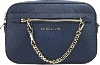 Michael Kors Jet Set East West Chain Jet Set Large Logo Crossbody Bag  Navy.