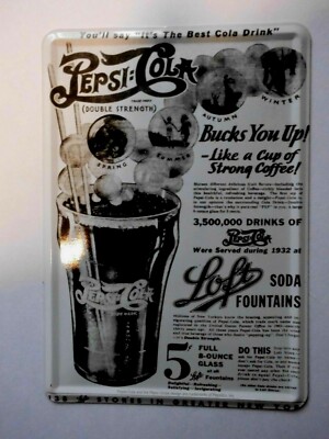 Blechpostkarte 14,5x10,5 cm ''Pepsi Cola'', wie neu 