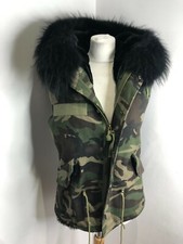 South West Ten Camo Gilet Bodywarmer S 8 Black Fur Liner Hooded Teddy £450