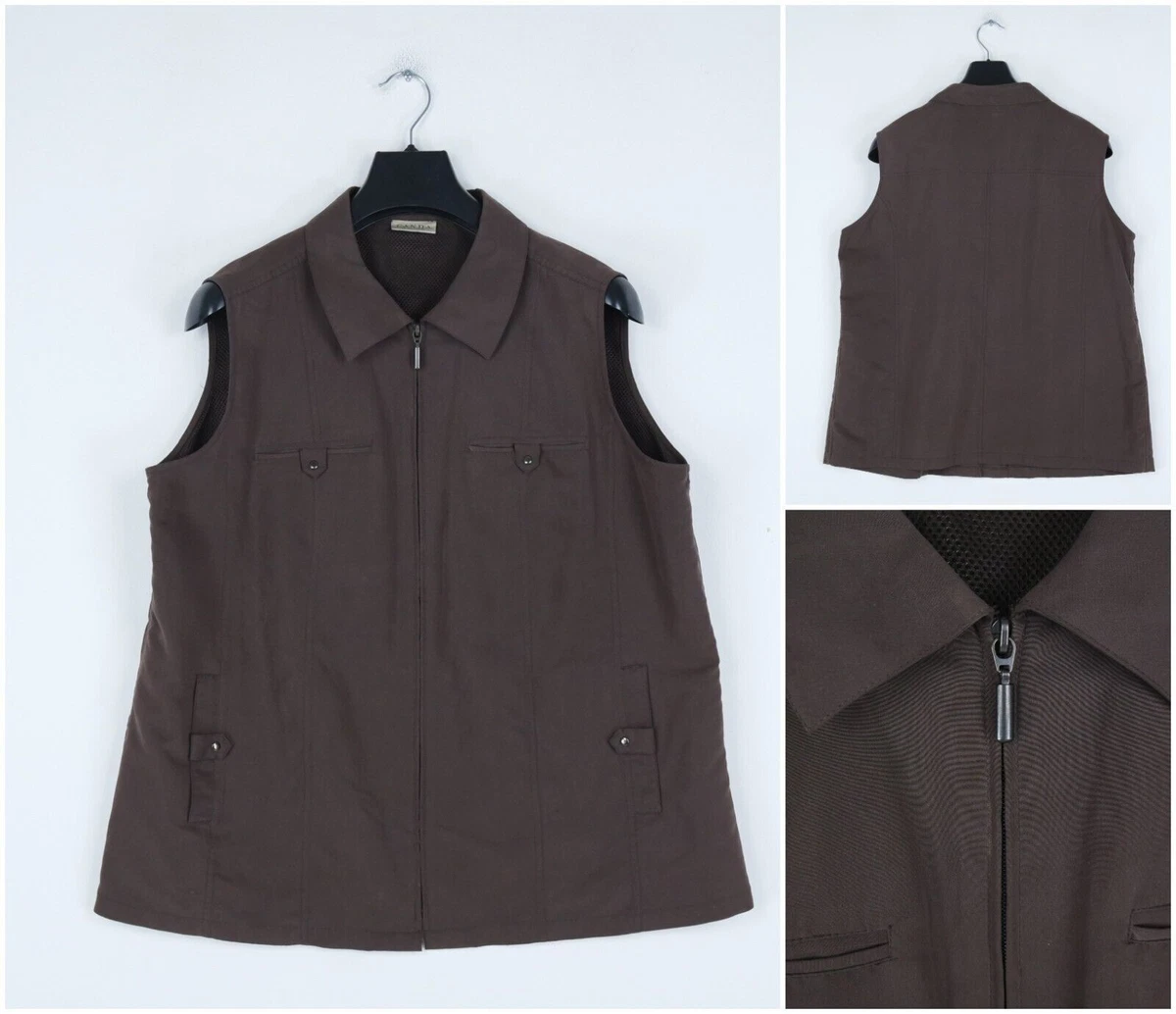 Womens Gilet XL Size UK 18 EU 44 Vintage Brown CANDA Zip Up Vest
