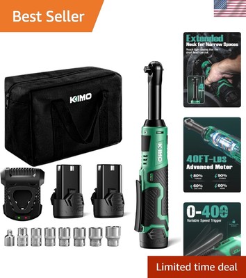 KIMO 3/8'' Extended Electric Ratchet Wrench Set - 40 Ft-Lbs, 8 Sockets Included