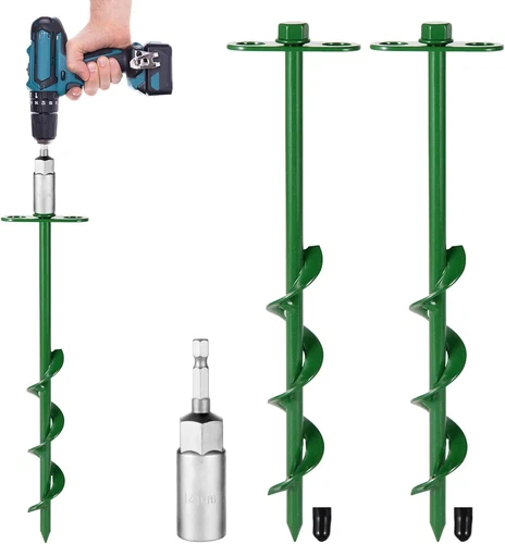 Trampoline Stakes 2 Pack Ground Anchors Screw in Heavy Duty Tent Stakes 2 X 12" - Picture 1 of 2