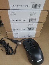 Lot of 4 Belkin USB Wired Ergonomic Optical Scroll Mouse BLACK F5M010qBLK - NIB