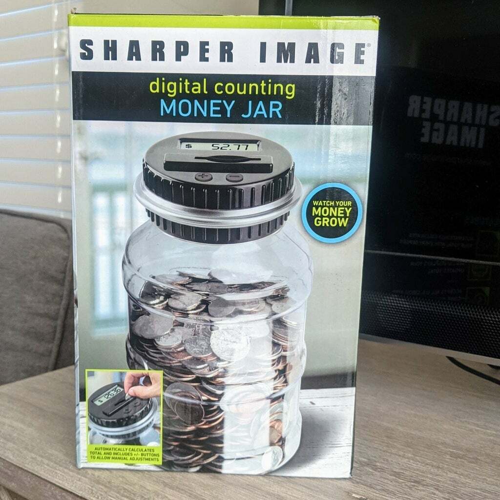 Sharper Image Digital Counting Money Jar with LCD Display, Counts All U ...