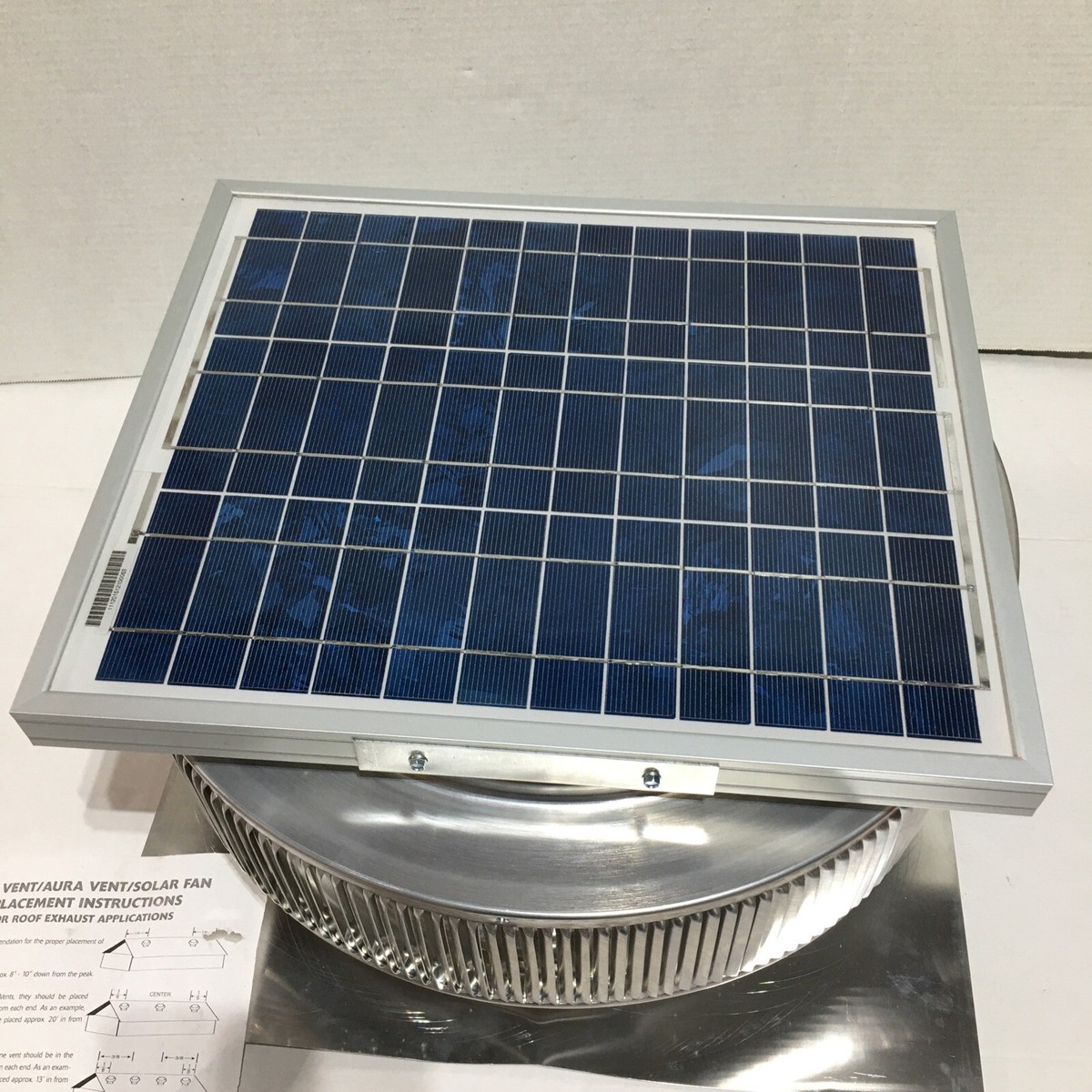 Aura Vent Solar Fan, 14 Inch, Exhaust, Roof Attic Ventilator, 15W