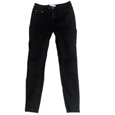 Zara Womens Jeans Size 4 Black Denim Skinny Cotton Stretch mid / rise denim