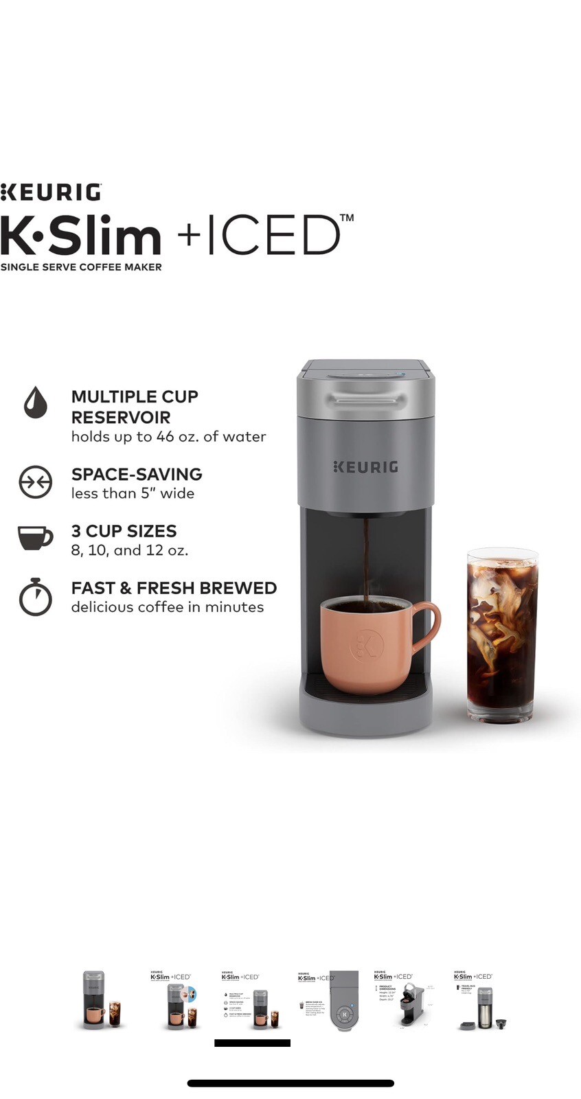 Keurig KSlim + ICED Coffee Maker Gray 611247394274 eBay