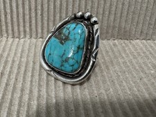 VTG Native American Navajo Sterling Silver Turquoise Stone Ring 9.8 Gr. Size 8