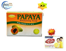 Natural Papaya Herbal Soap 3 Bars Vegan Brightening Whitening Face Body EXP2028