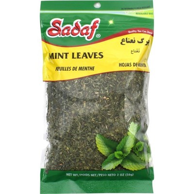 Sadaf Mint Leaves Cut - Dried mint leaves cut 2 Ounce (Pack of 1), Dark Green