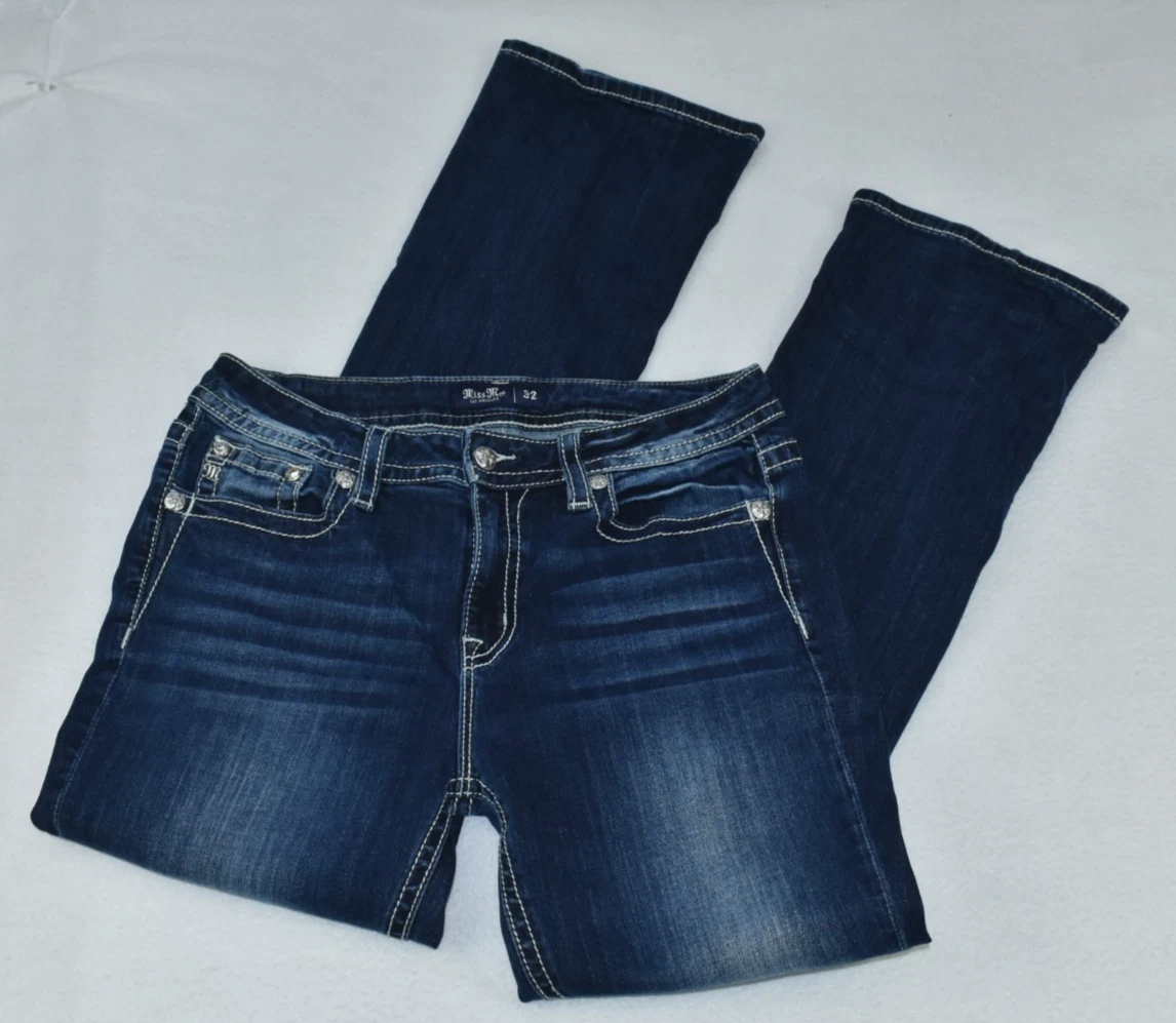 Jeans Miss Me Taille 24 - Coupe Droite Ourlet Retroussé - Occasion Très Bon état