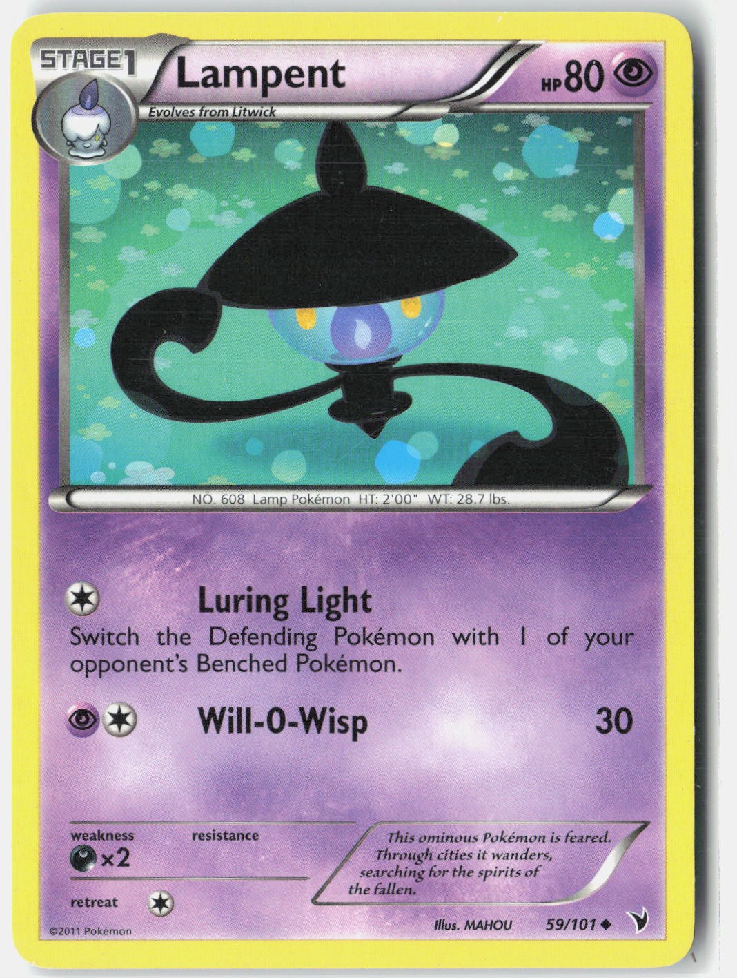 Lampent Noble Victories 59/101 Pokemon Card