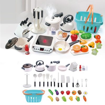 #ad CUTE STONE Pretend Play Kitchen Toy Cookware Steam Pressure Pot Cooking Utensil $35.99