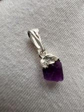 Raw amethyst nugget pendant/charm 925 silver 