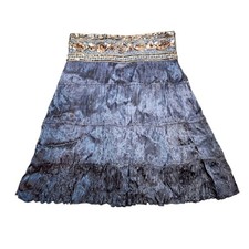 Vintage Y2K Mini Skirt S Silver Satin Gold Sequin Fairy Whimsy Boho Witchy Artsy