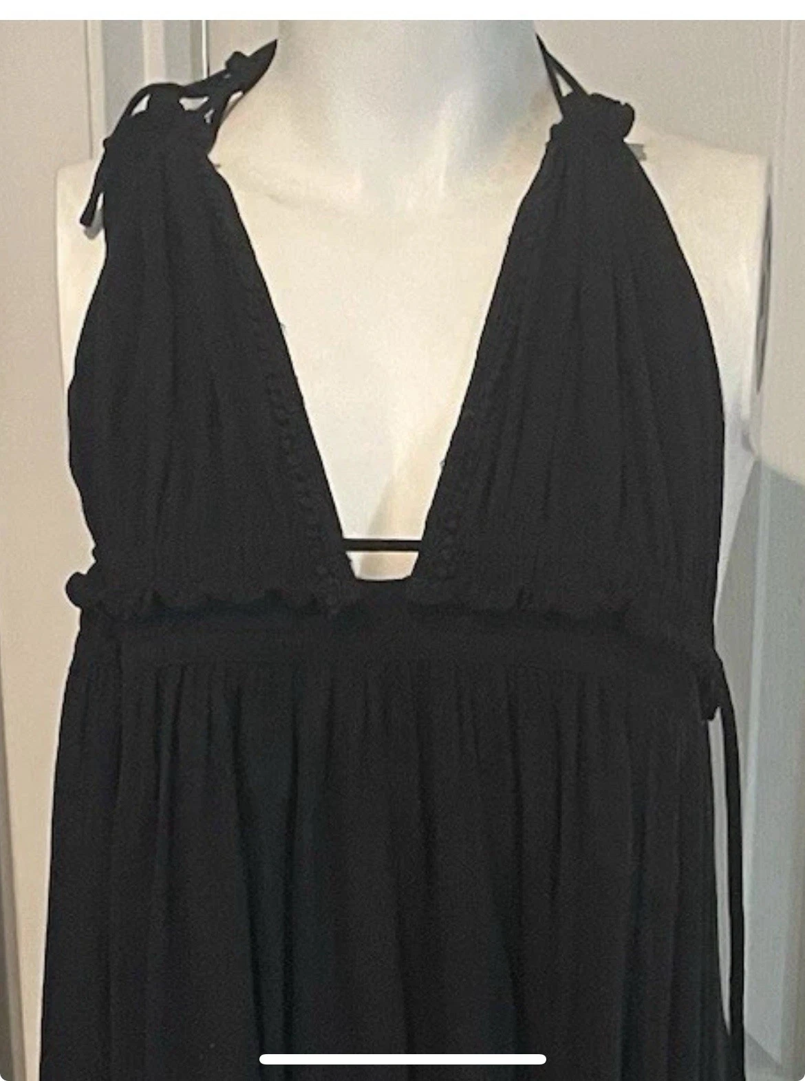 UNDERCOVER Victoria’s Secret maxi copricostume sole da spiaggia in cotone nero Halter... Nuovo con etichette