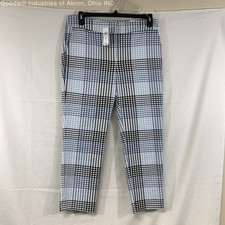 NWT Ann Taylor Blue Check Women's Signature Ankle Pants, Sz. 8