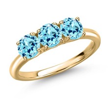 10K Yellow Gold Blue Apatite Engagement Ring For Women | 1.49 Cttw |  5MM |