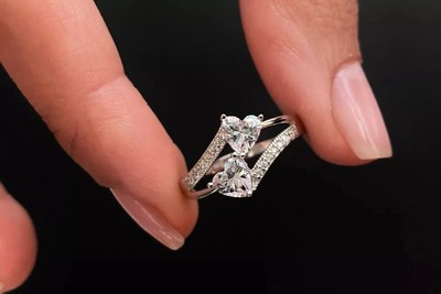 14k White Gold Plated 2.50Ct Heart Cut Real Moissanite Women's Engagement Ring